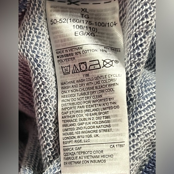 Gap Vintage Soft Cropped Henley Raglan Sweatshirt Indigo Blue Size XL - Picture 8 of 9